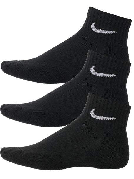 system spin Vanding Nike Dri-Fit Cushion Quarter Sock 3-Pack Black/White | Racquetball Warehouse