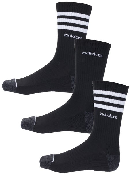adidas Mens 3-Stripe 3-Pack Crew Socks Black