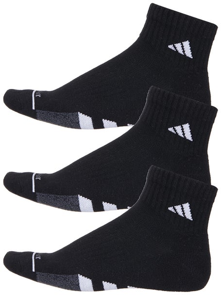 adidas Mens Cushioned II 3-Pack Quarter Socks Black