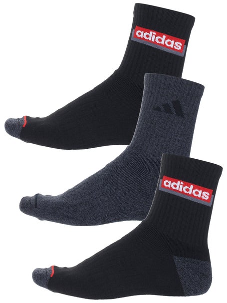 adidas Mens Linear 2 3-Pack High Quarter Socks Black