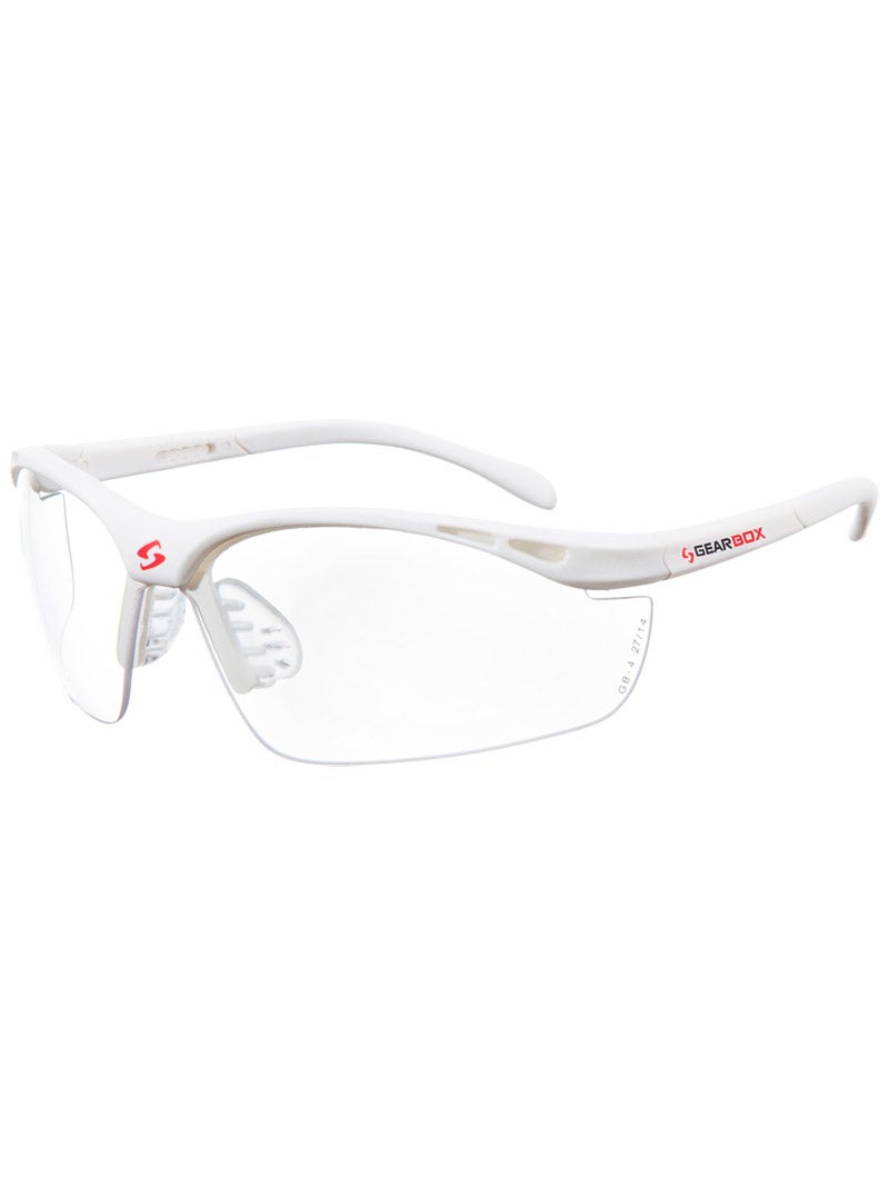 Gearbox Slim Fit Clear Lens Pickleball Racquetball Eyewear Glasses White 