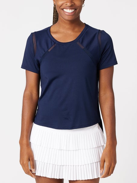 Lucky in Love Womens Core Mixed Up High-Low Top -Navy