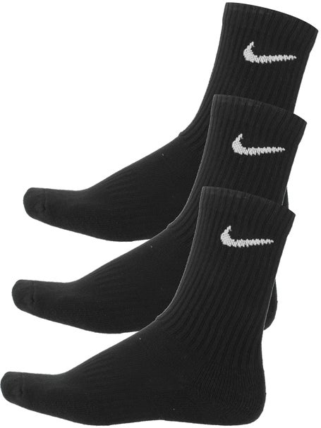 lona embarazada político Nike Dri-Fit Cushion Crew Sock 3-Pack Black/White | Racquetball Warehouse