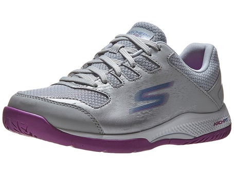 Skechers Viper Court Gy/Purp Womens Pickleball Shoes